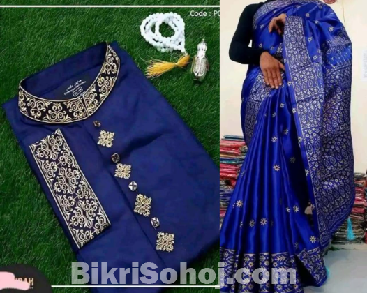 Women's embroidery work saree and Punjabi